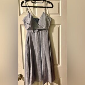 Lulus Light Blue Ruffle Midi Dress with Pockets- Like New!